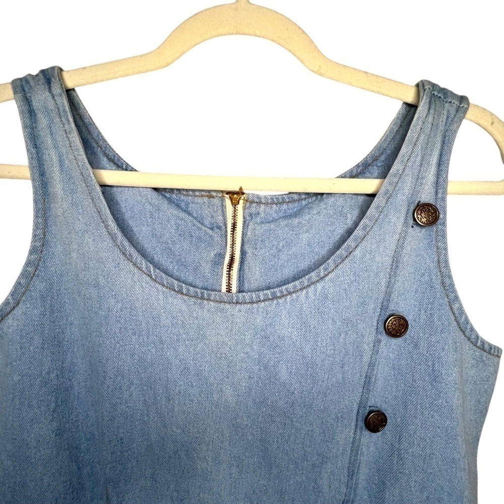 Vintage 80s 100% Cotton Denim Dress Size Medium - Picture 2 of 8
